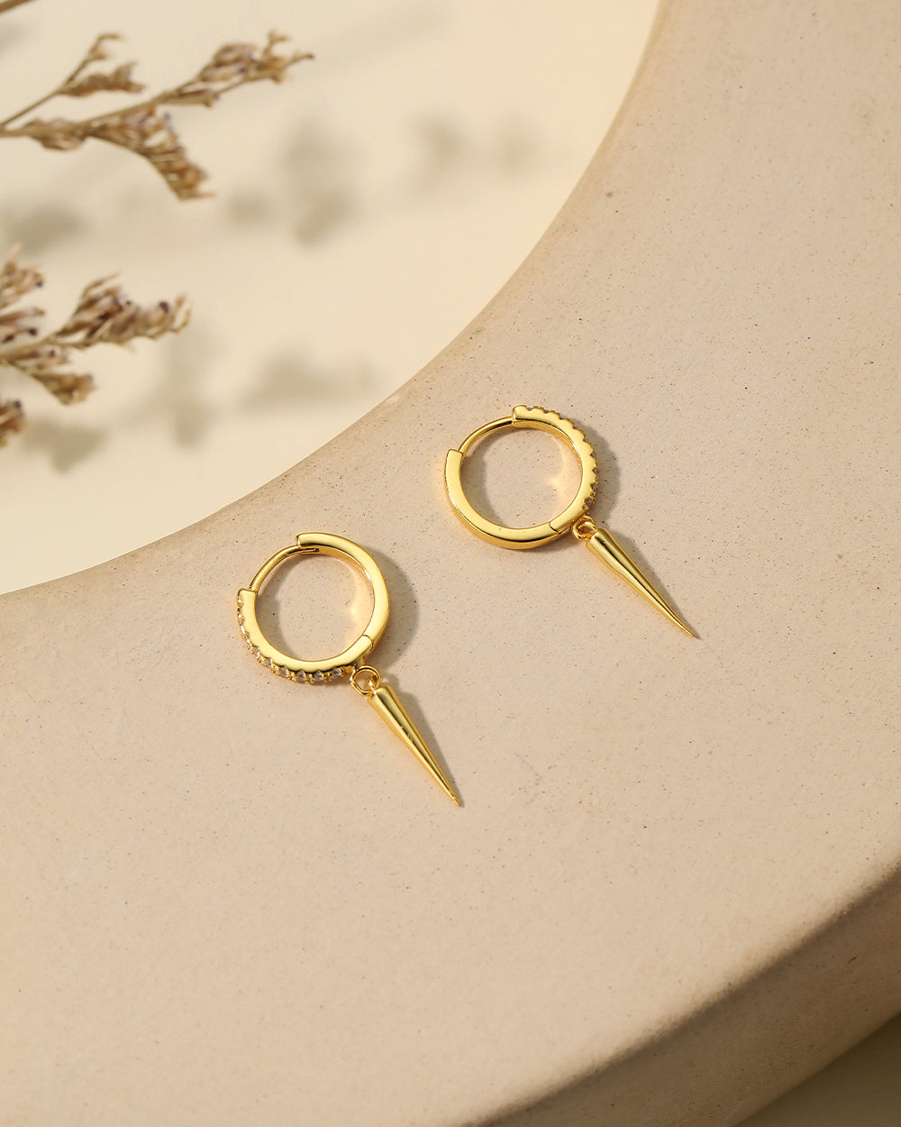 Celestial Spike CZ Hoop Earrings