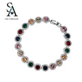 Multicolor Rainbow Halo Tennis Bracelet