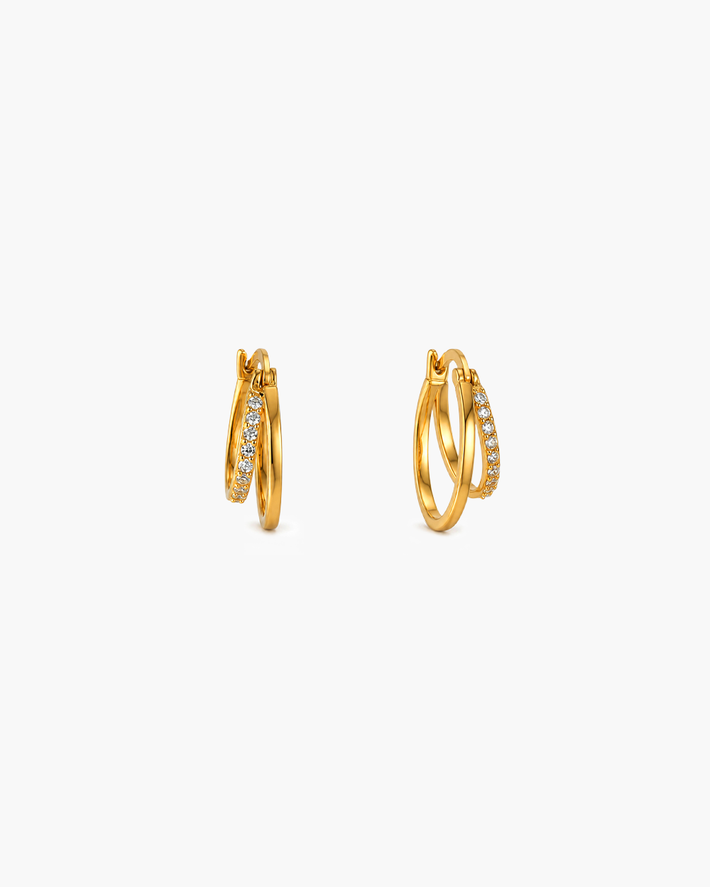 Gold Intertwined Double Huggie Earrings