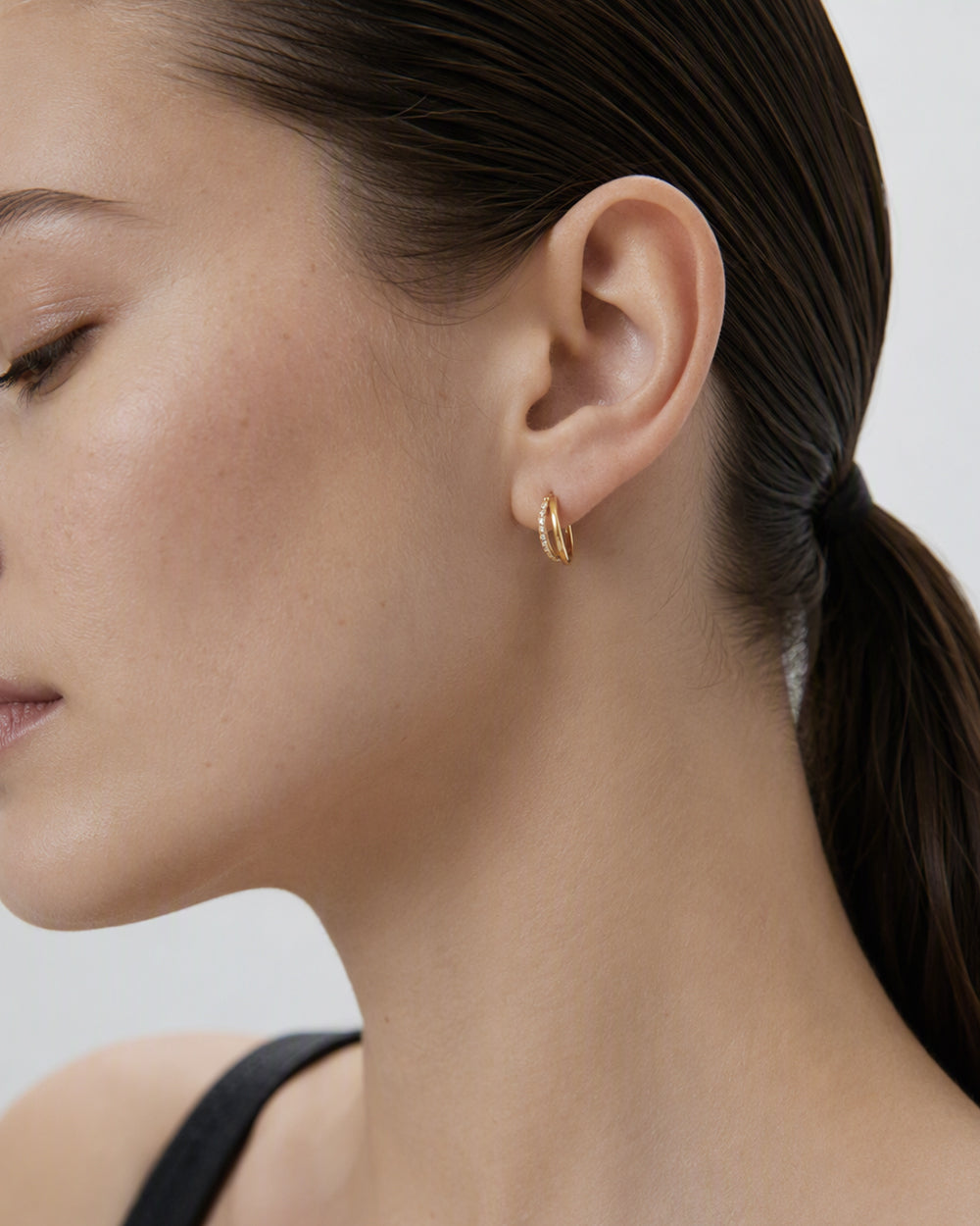 Gold Intertwined Double Huggie Earrings