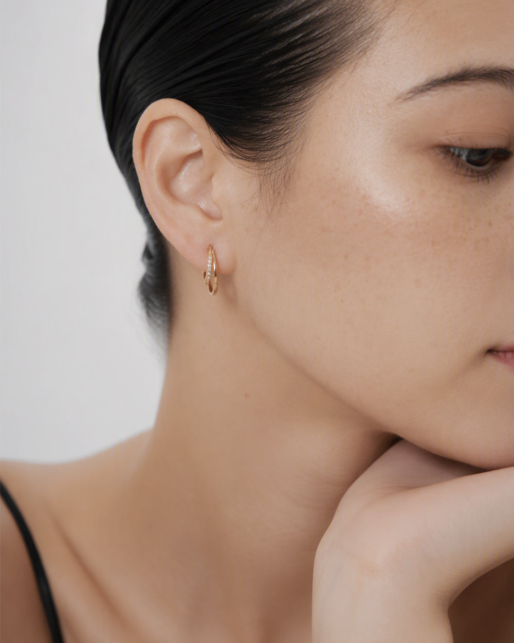 Gold Intertwined Double Huggie Earrings