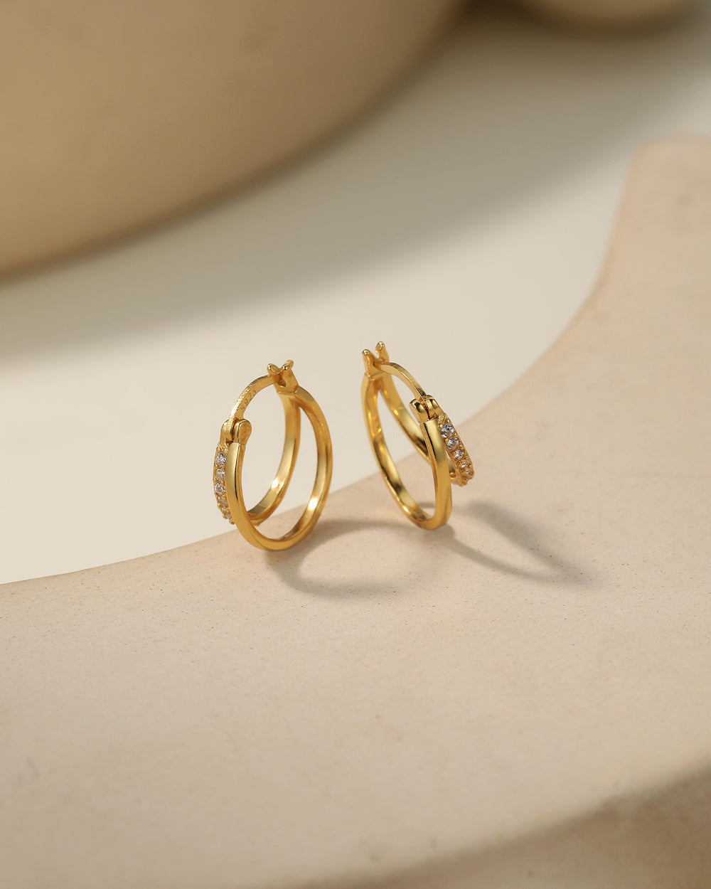 Gold Intertwined Double Huggie Earrings