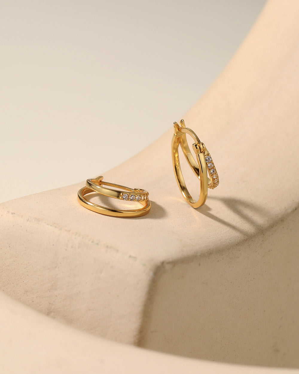 Gold Intertwined Double Huggie Earrings