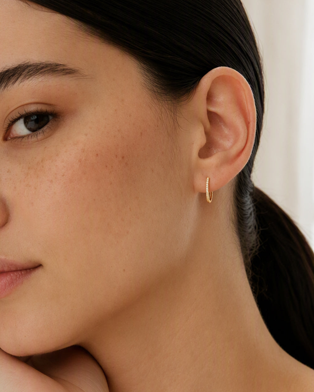 Gold Pavé Huggie Hoop Earrings