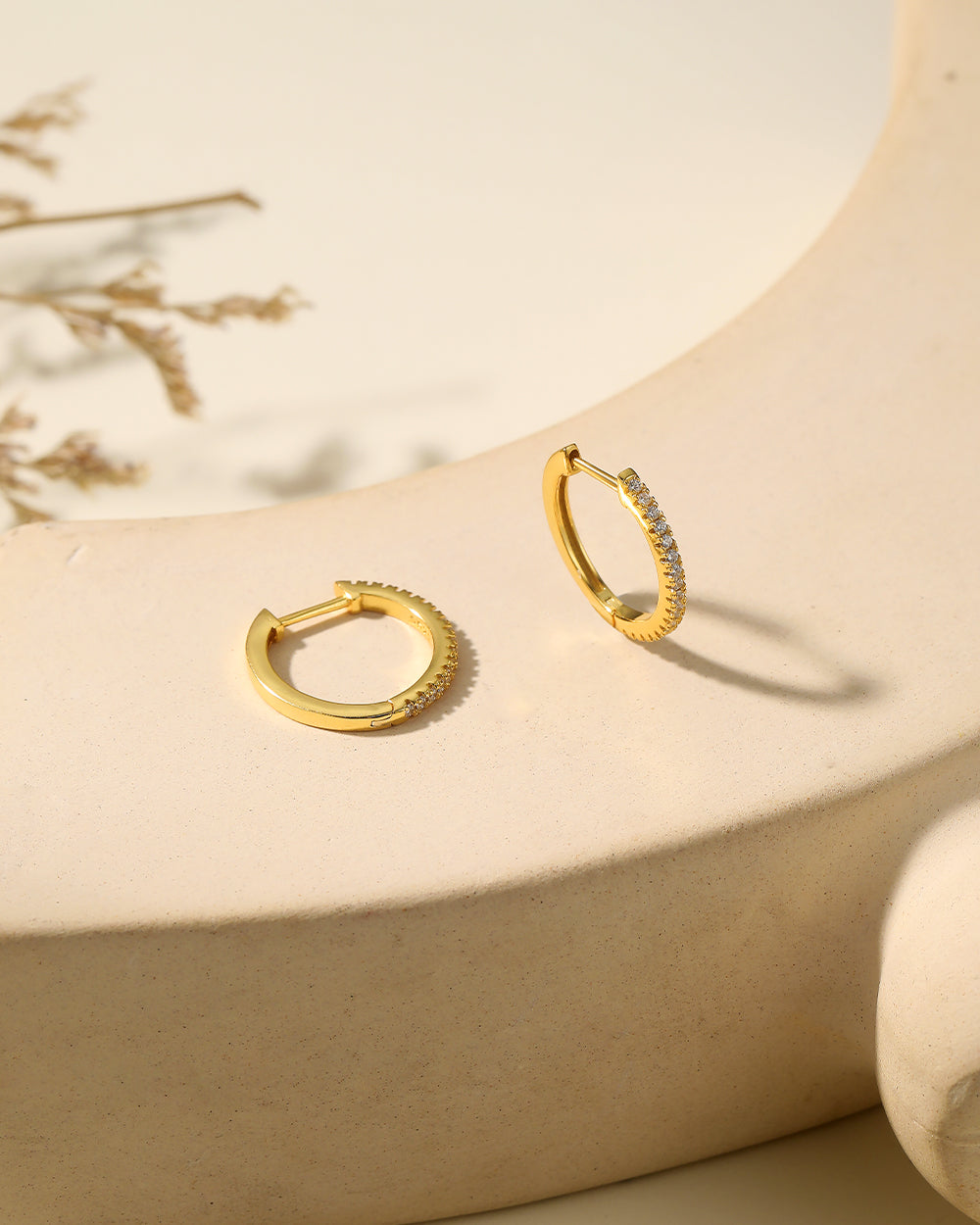 Gold Pavé Huggie Hoop Earrings