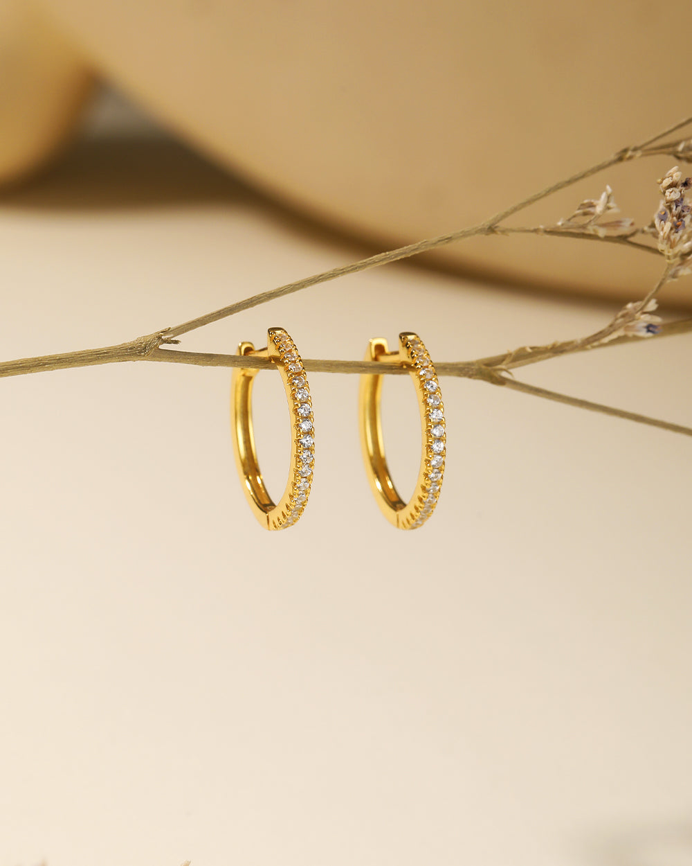 Gold Pavé Huggie Hoop Earrings