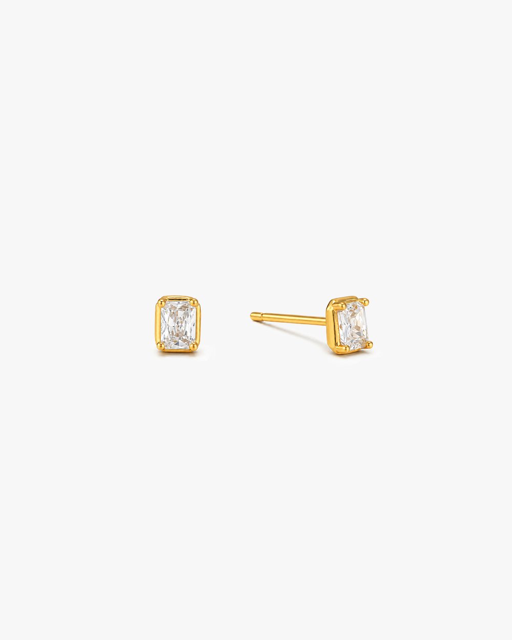 Gold Square Cut CZ Stud Earrings