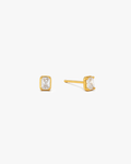 Gold Square Cut CZ Stud Earrings
