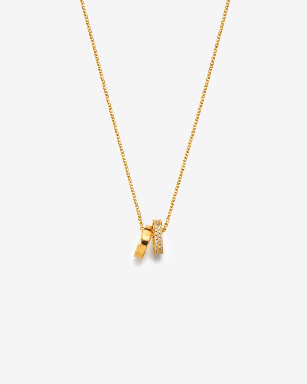 Gold Interlocking Double Ring Necklace