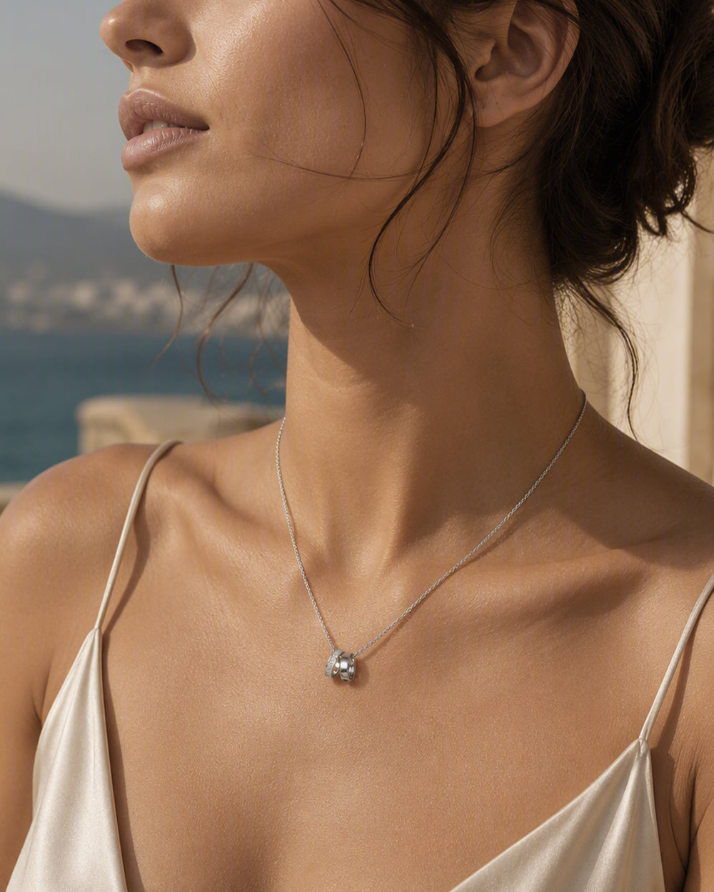 Interlocking Double Ring Necklace