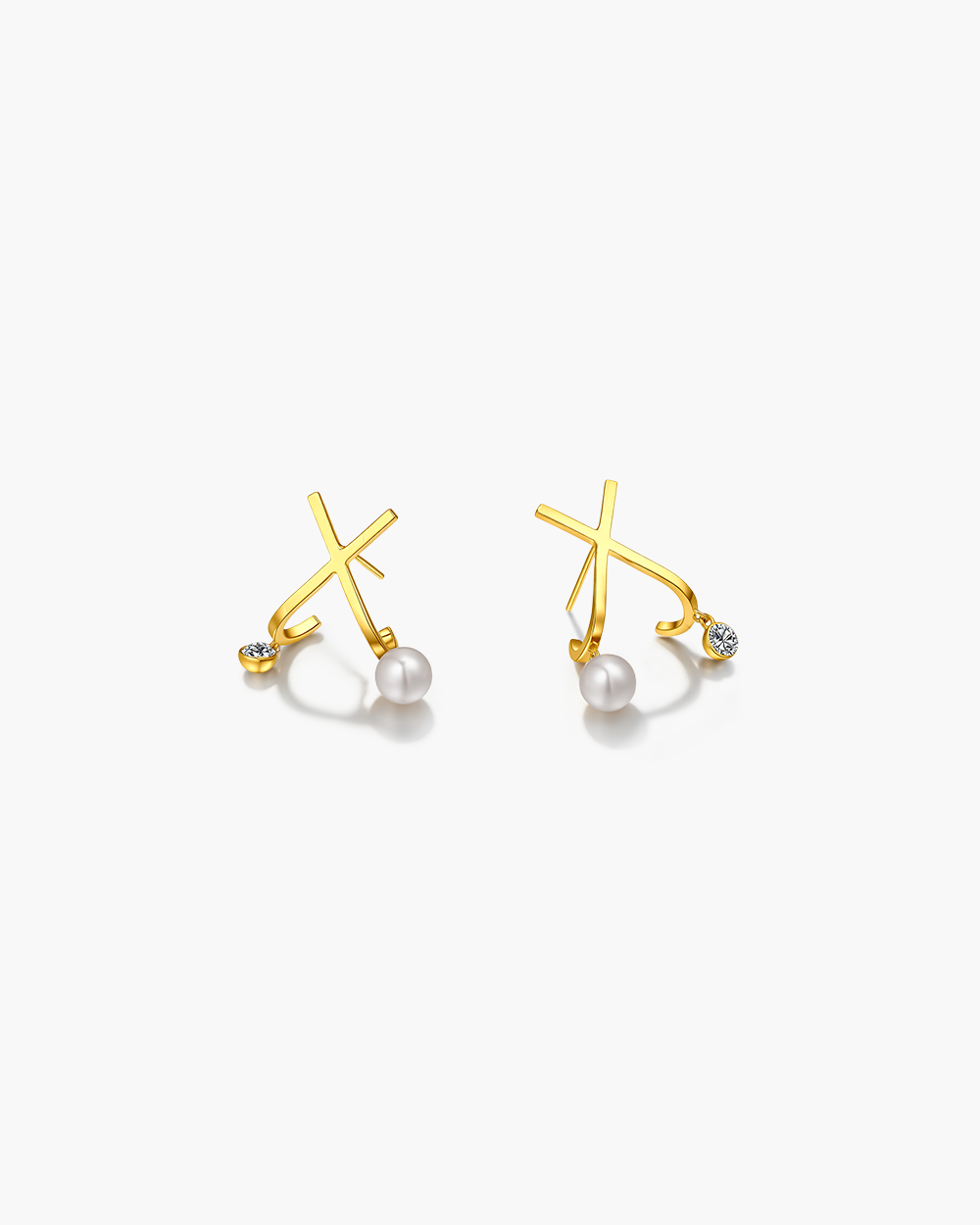 X-Shape CZ Drop Earrings
