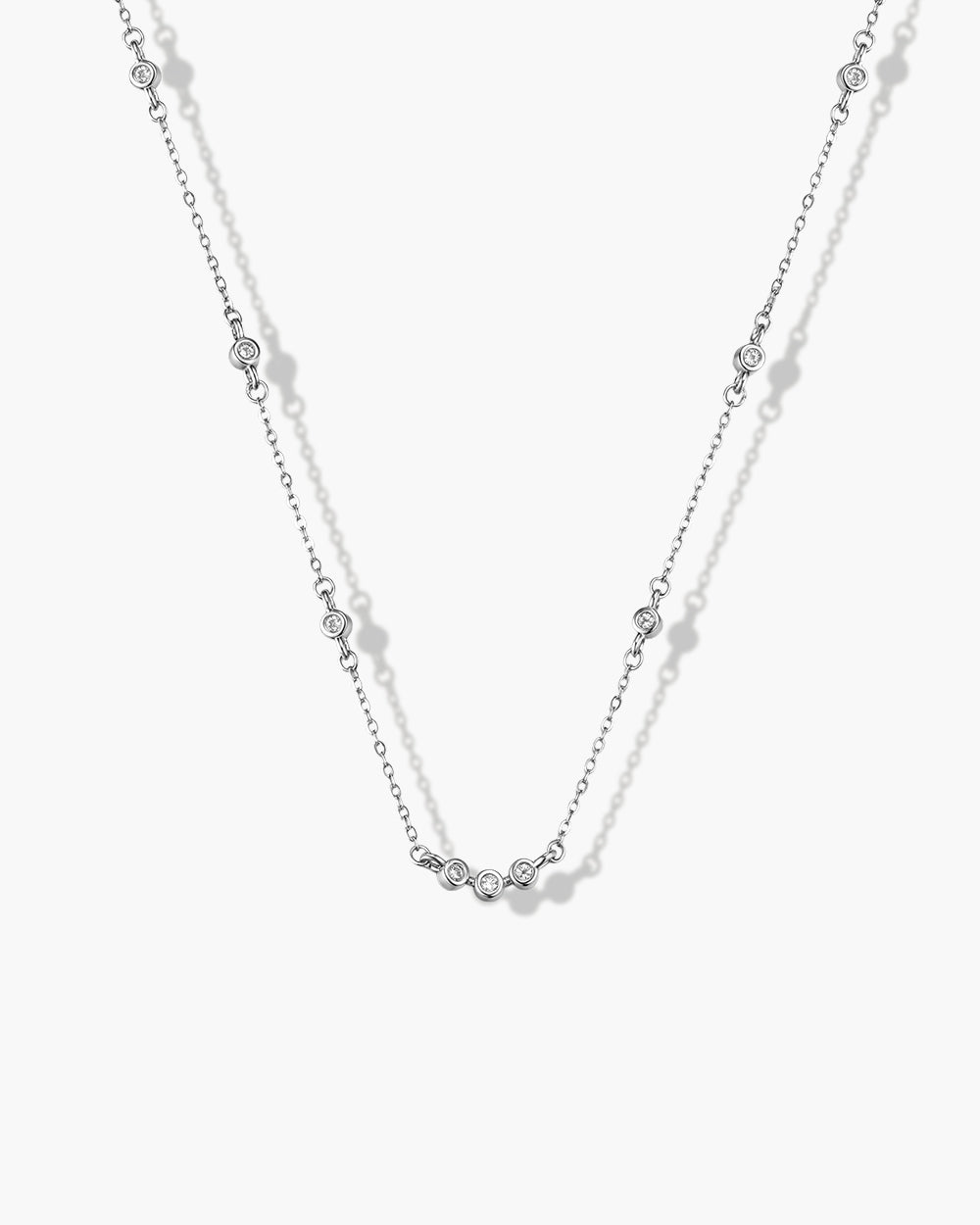 Rhodium Plated Classic CZ Pendant Necklace