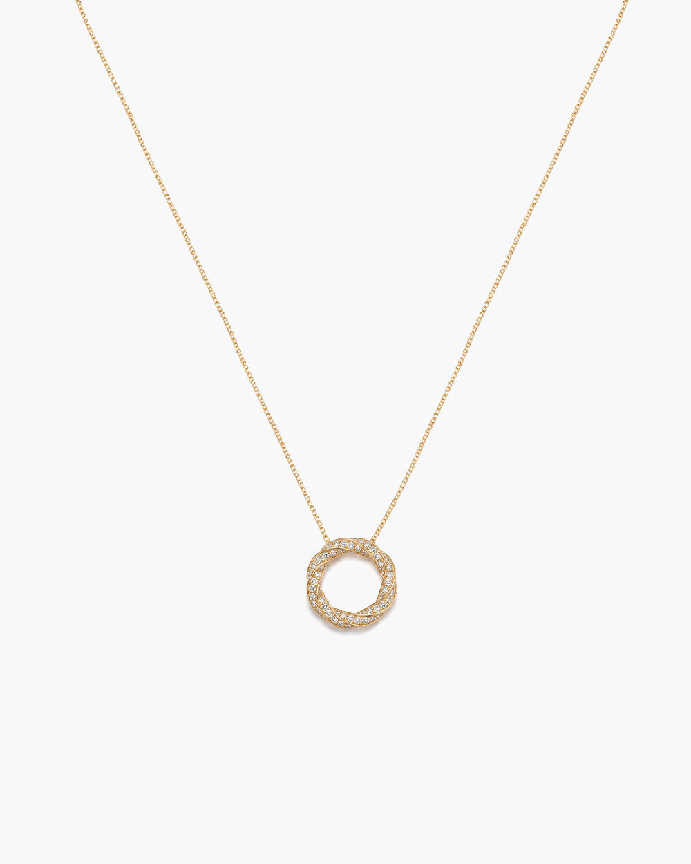 18K Gold Plated Diamond-Studded Twisted Ring Necklace