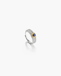 Rhodium Plated Sapphire CZ Open Ring