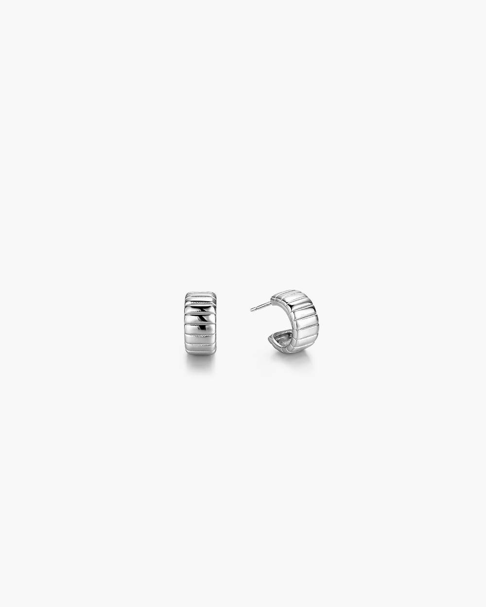 Ribbed Link Hoop Earrings