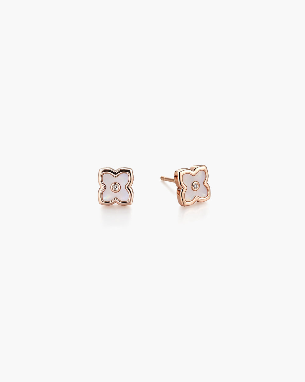 Diamond & Shell Stud Earrings