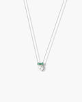 Rhodium Plated Shell Pearl CZ Pendant Necklace