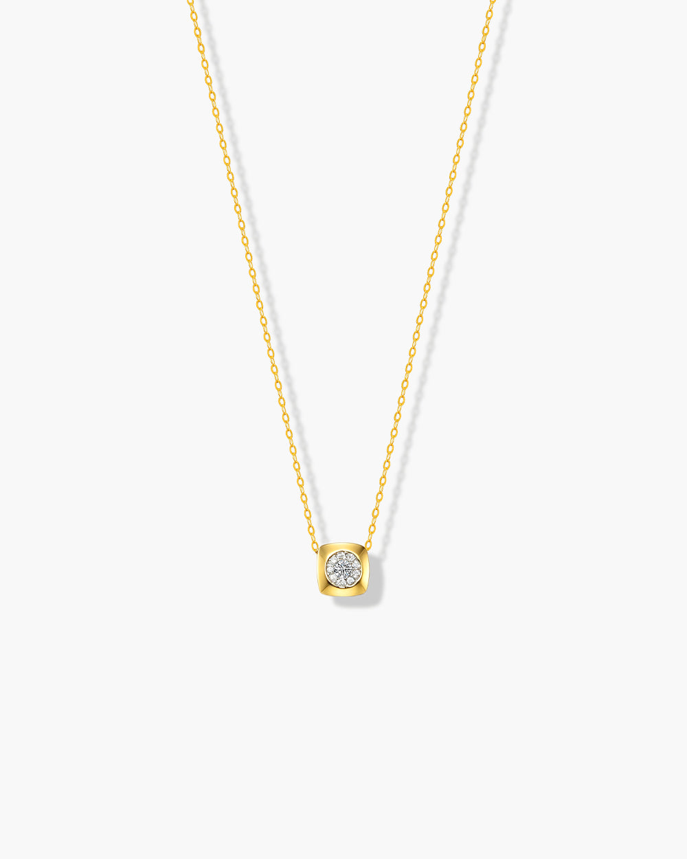 Rounded Square Cluster CZ Pendant Necklace