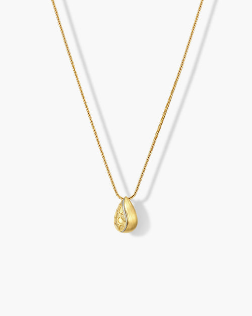 18K Gold Plated Brush Teardrop Pendant Necklace