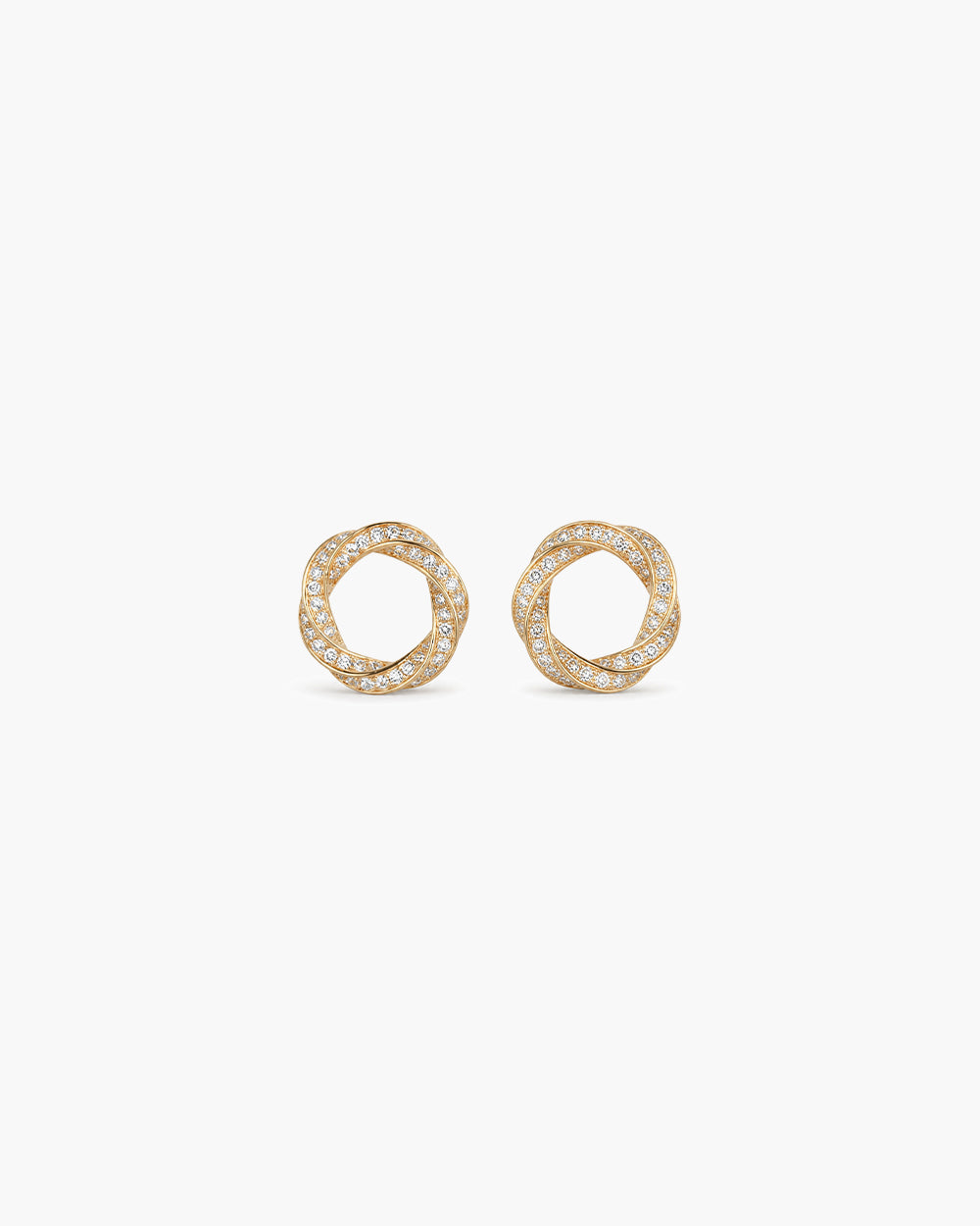 18K gold-plated diamond-encrusted twisted hoop earrings
