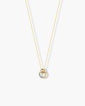 18K Gold Plated Interlock CZ Pendant Necklace