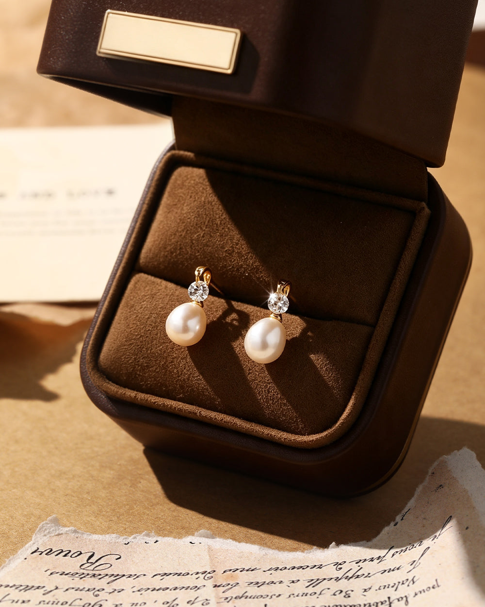 Pearl & CZ Teardrop Earrings
