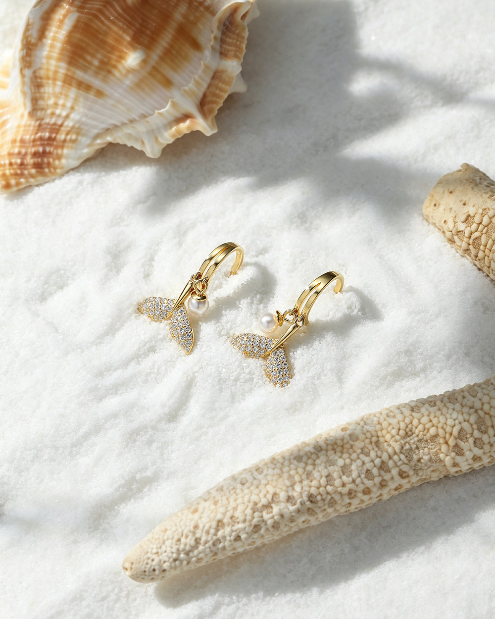 Shell Pearl Linear Drop Earrings