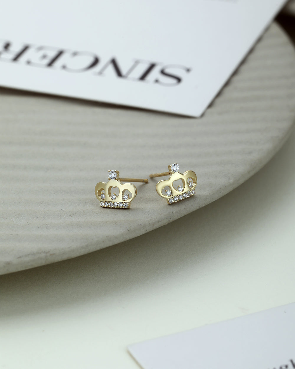 14K Gold Plated CZ Stud Earrings
