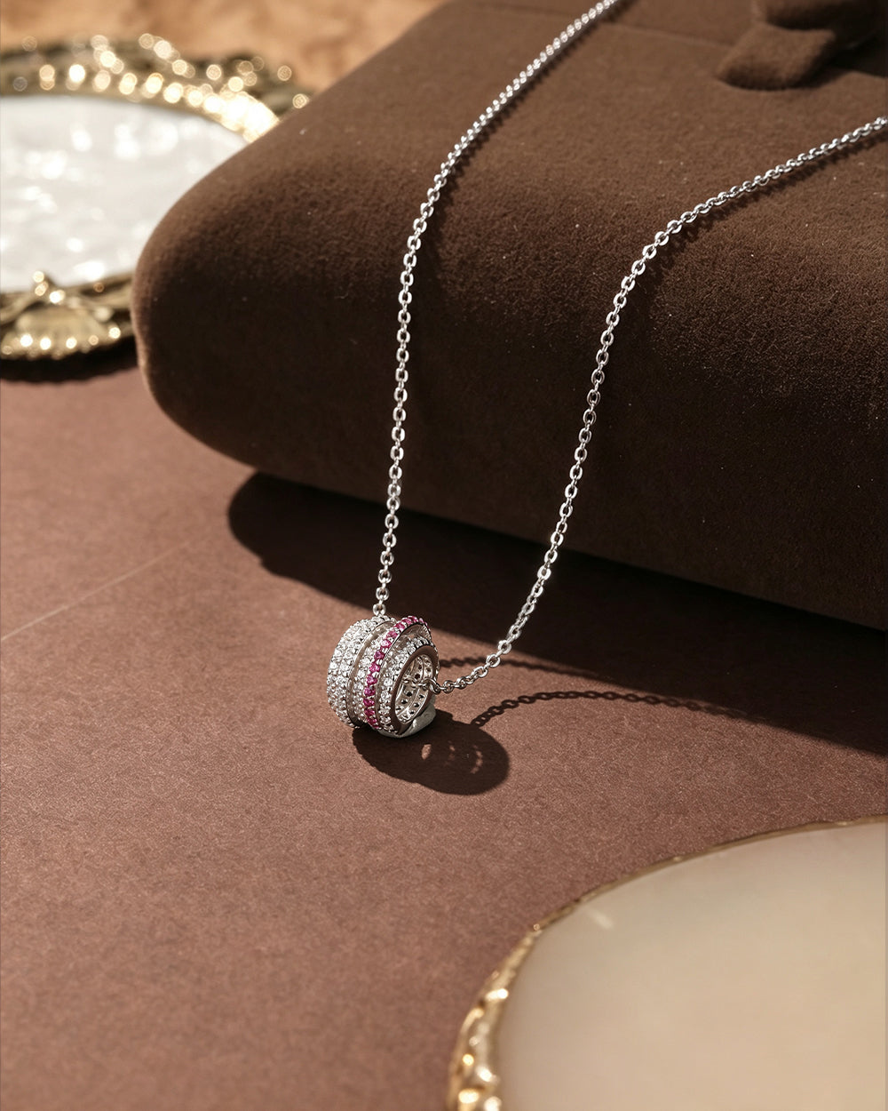 Ruby & CZ Pendant Necklace