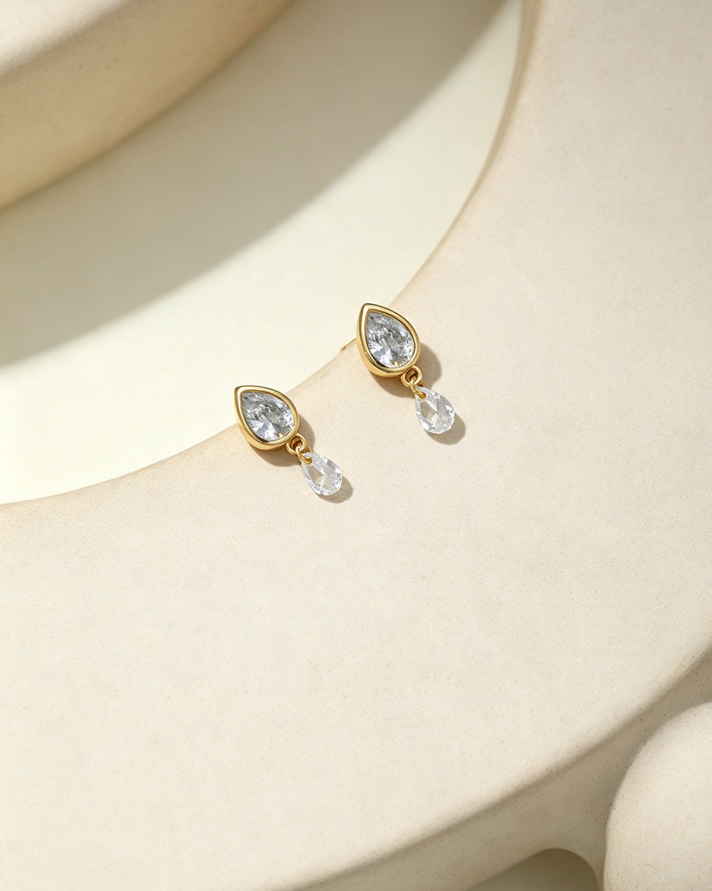 18K Gold Plated Slim CZ Drop Earrings