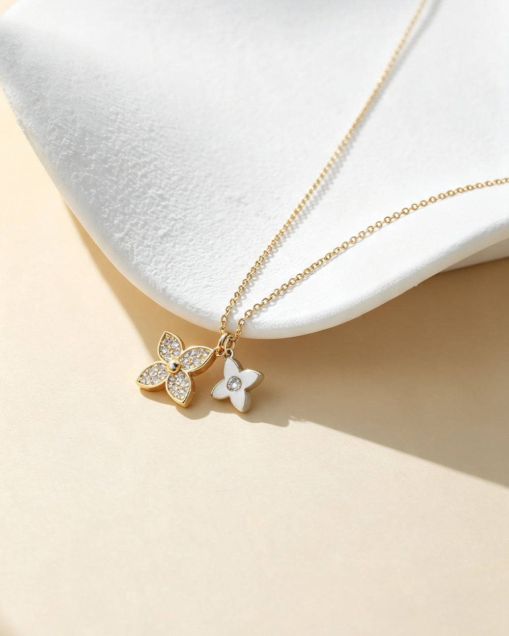 Two-Tone Petal Pendant Necklace