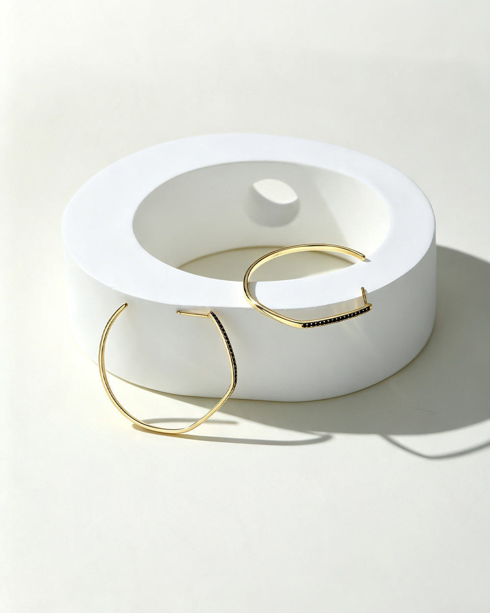 Black CZ Hoop Earrings