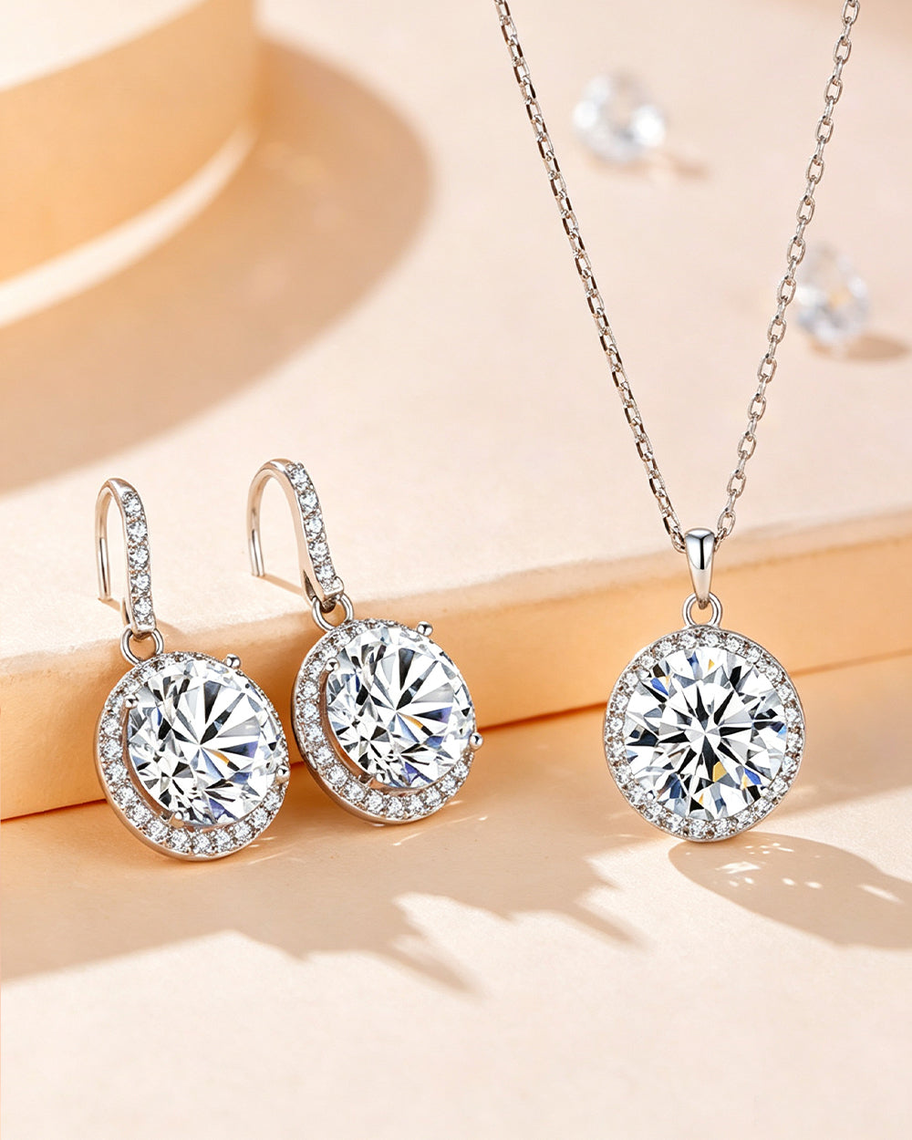 Rhodium Plated CZ Pendant Necklace