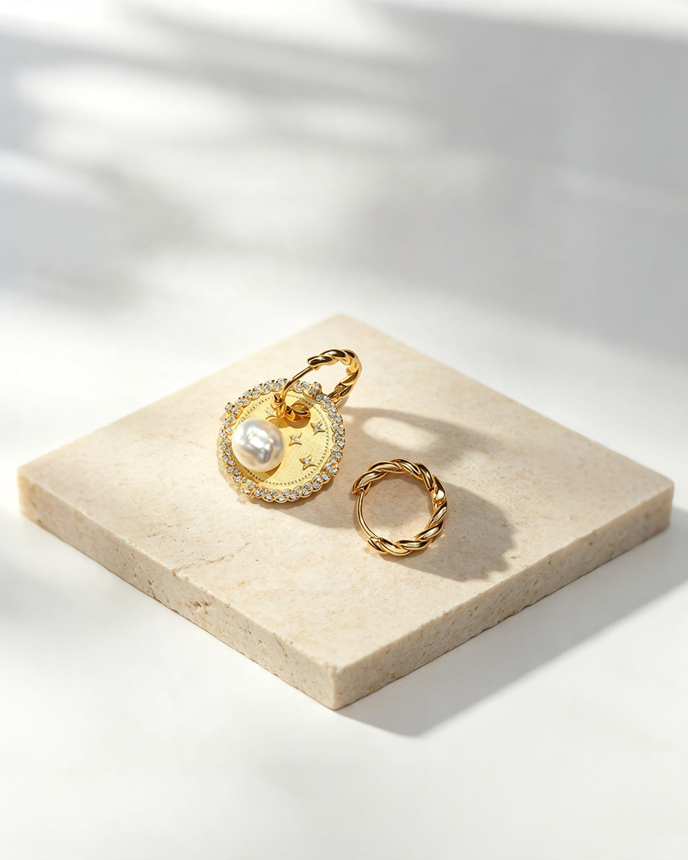 14K Gold Plated Pearl Drop Earrings
