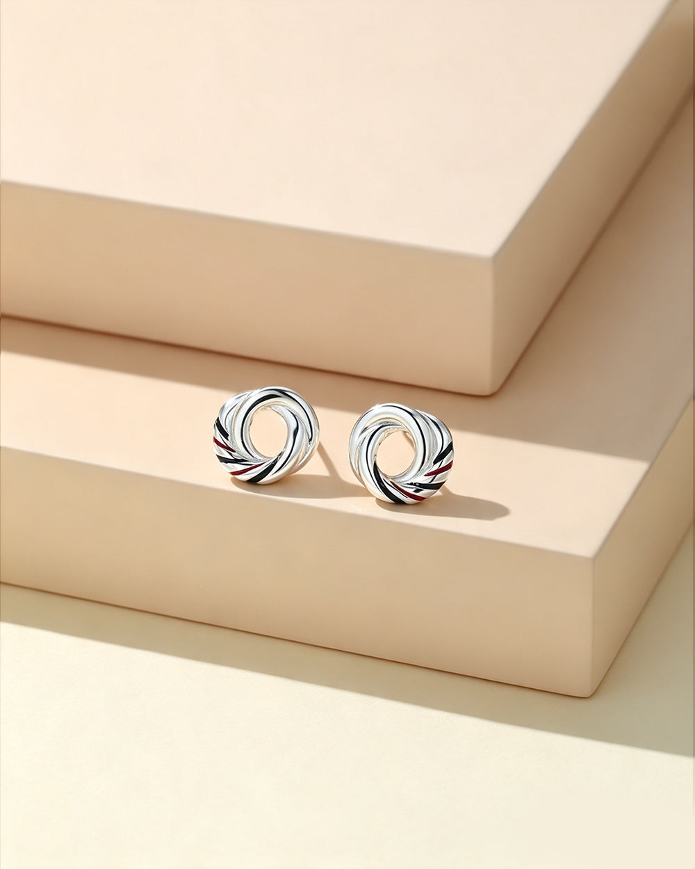 Enamel Double Hoop Stud Earrings
