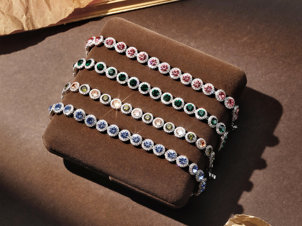 Silver Ball Pave Bead Tennis Bracelet