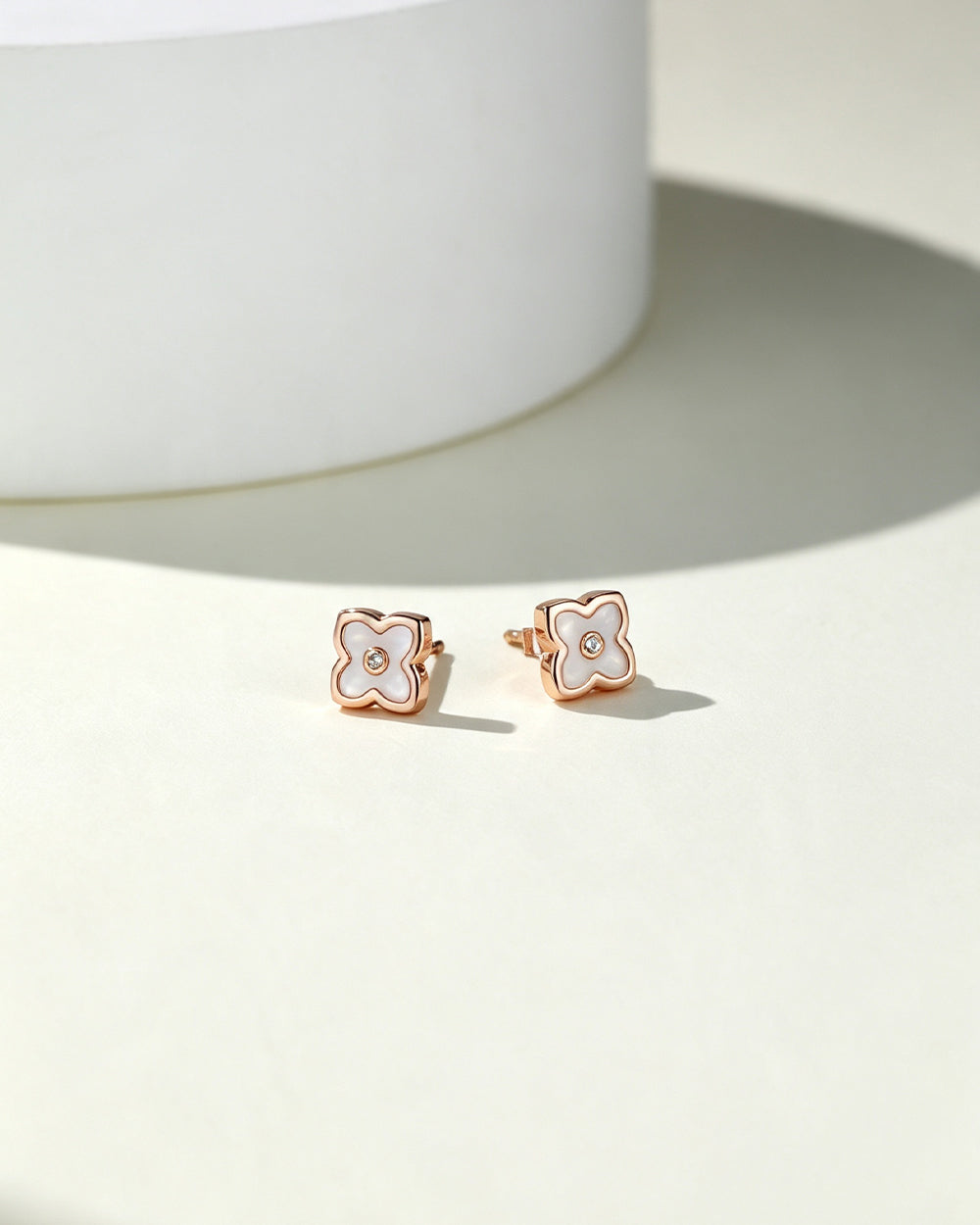 Diamond & Shell Stud Earrings