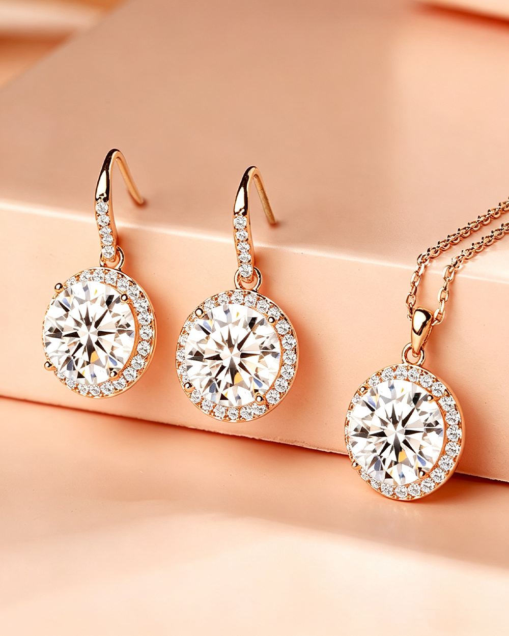 14K Gold Plated CZ Drop Earrings