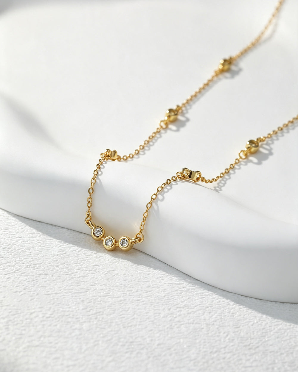 18K Gold Plated CZ Drop Pendant Necklace