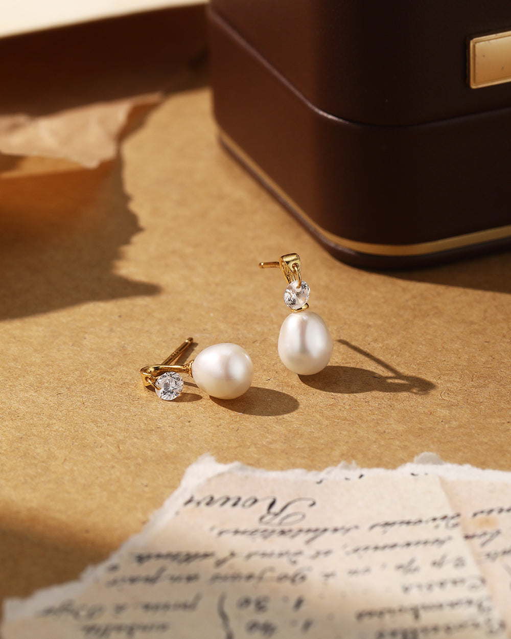 Pearl & CZ Teardrop Earrings
