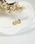 Rounded Square Cluster CZ Stud Earrings