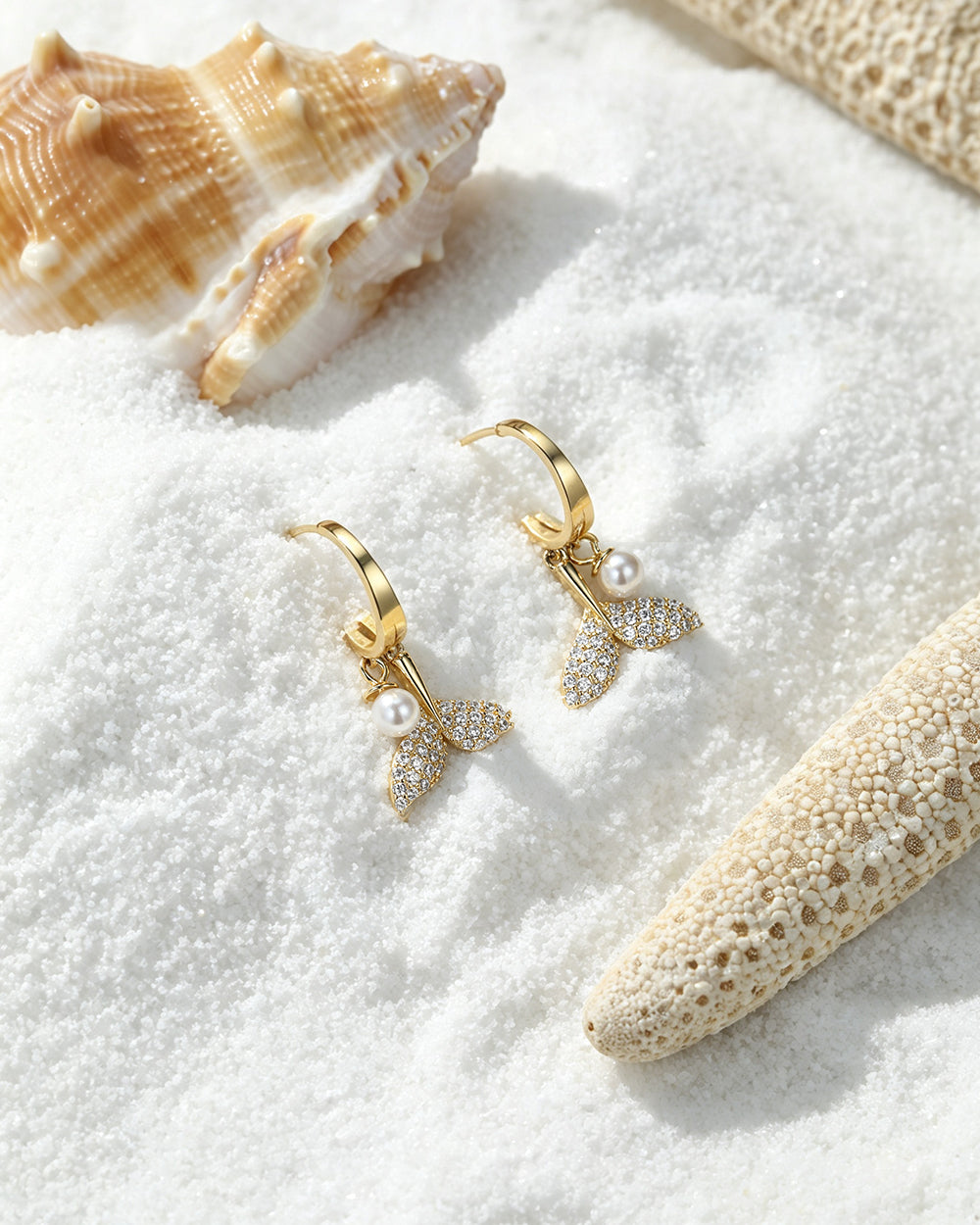 Shell Pearl Linear Drop Earrings