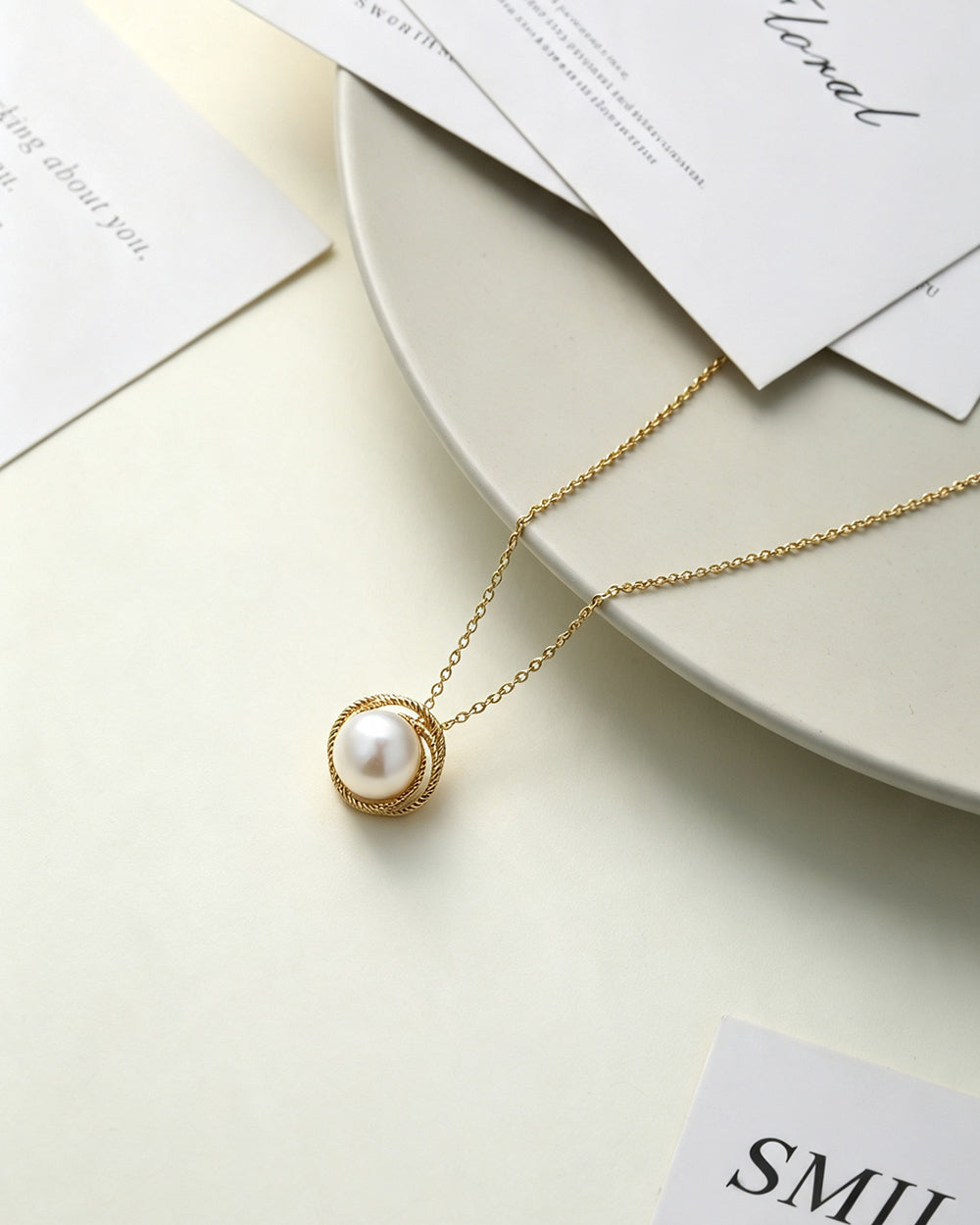 14K Gold Plated Pearl Pendant Necklace