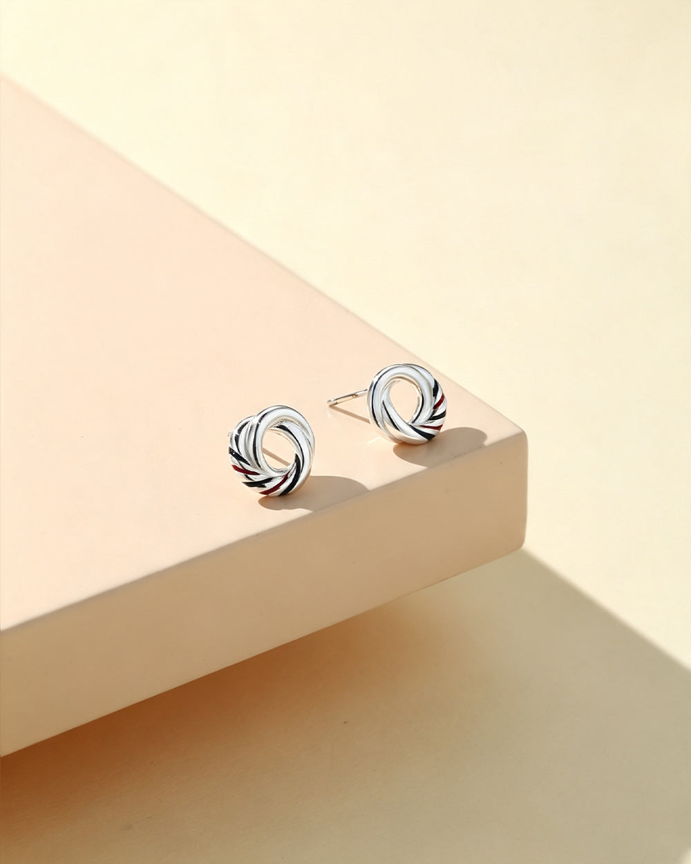Enamel Double Hoop Stud Earrings