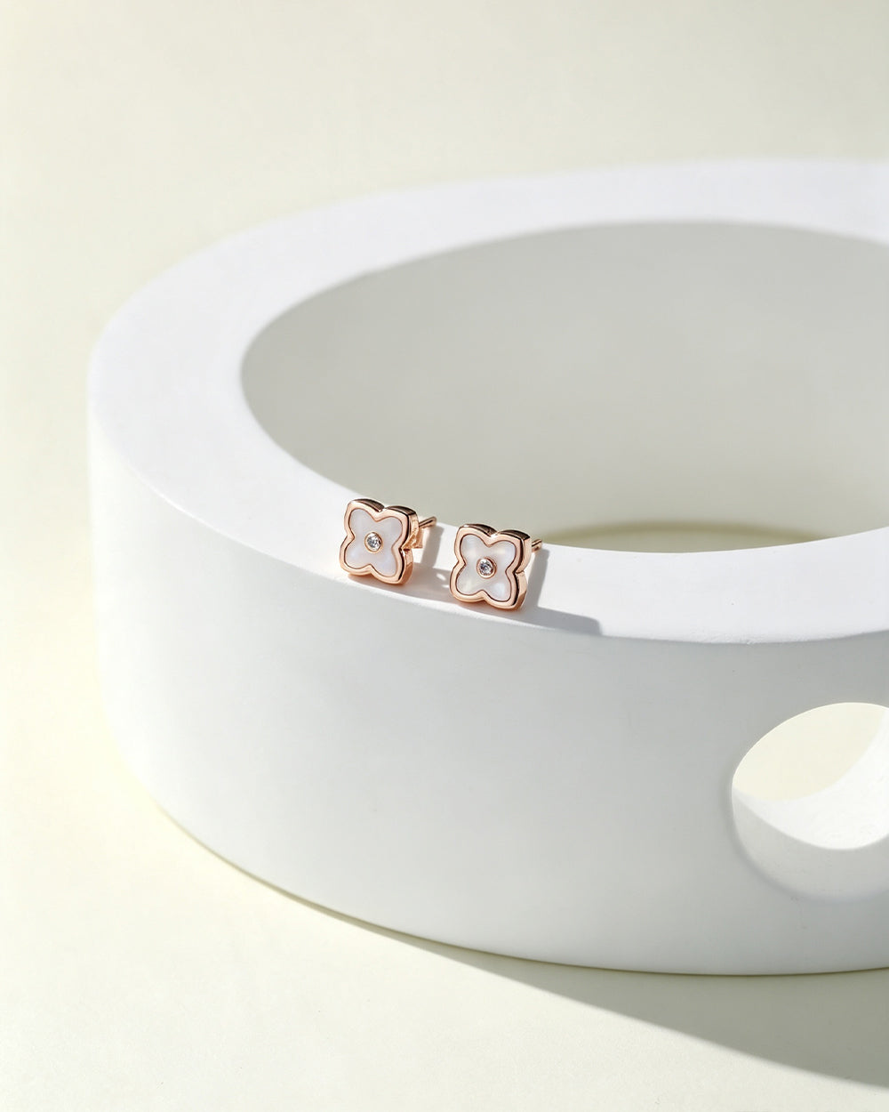 Diamond & Shell Stud Earrings
