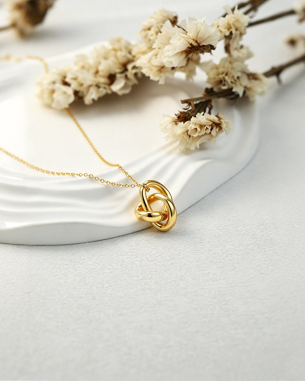 Double Interlock Knot Pendant Necklace