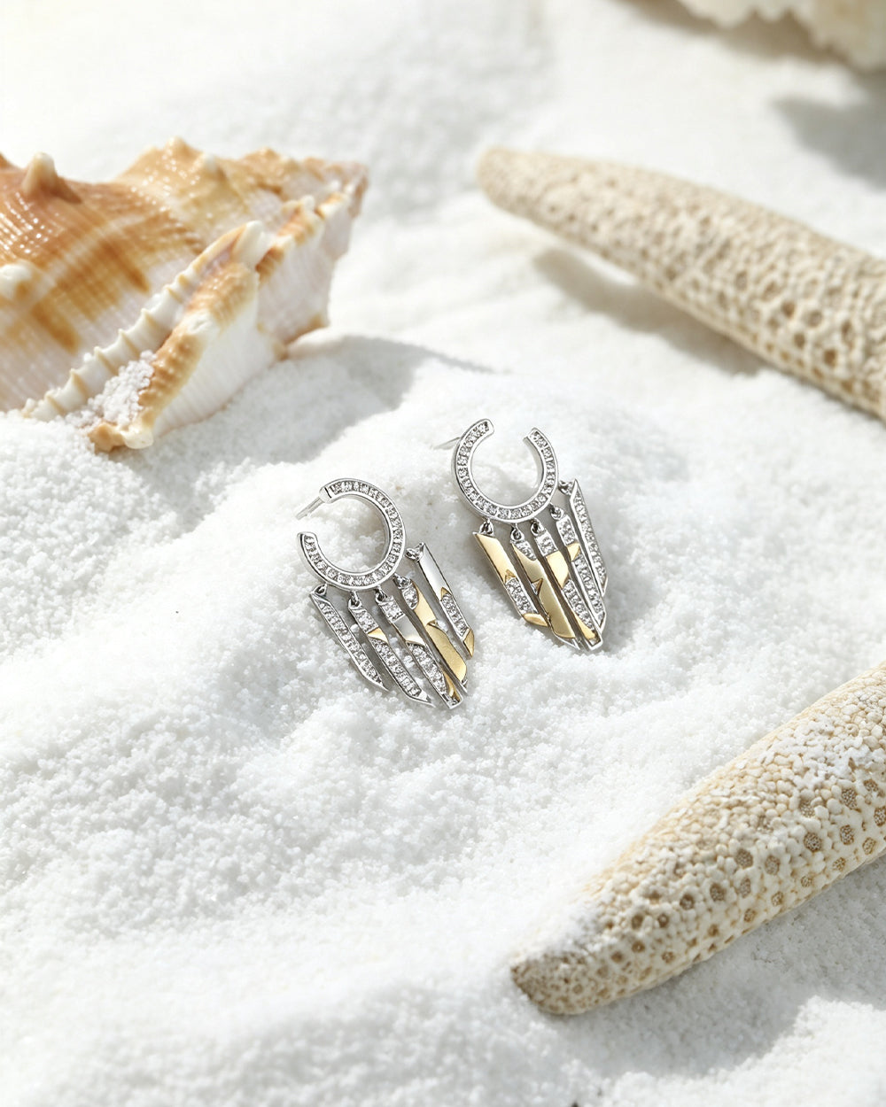 Starburst CZ Drop Earrings