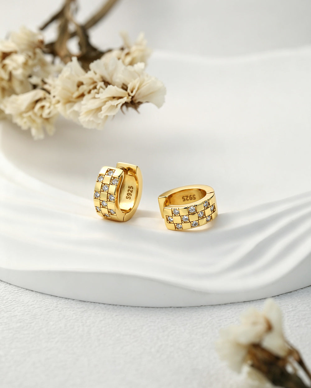 Oval CZ Hoop Earrings