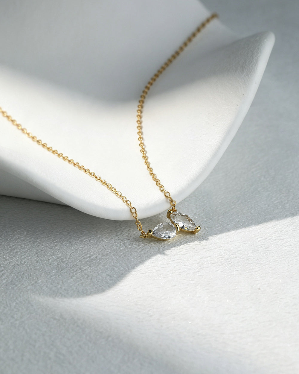 18K Gold Plated Mini CZ Pendant Necklace