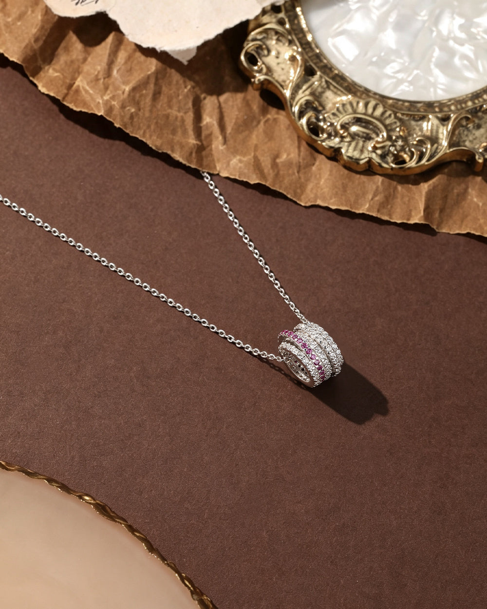Ruby & CZ Pendant Necklace